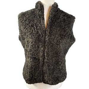 Cejon Accessories Faux Fur Vest Gilets Women's Brown Sleeveless Full Zip Medium